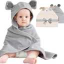 Mooreeke 2 Pack Baby Towels - 100% Cotton Baby Hooded Towels - Soft Baby Bath Towels with Hood for Newborn - Comfort Towels for Baby Girls and Boys - Animal Shaped Design (Puppy & Koala)