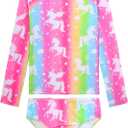Girls Rash Guard Swimsuit Long Sleeve Two Pieces Bathing Suit | Tankini Swimwear with Briefs, Toddler Kids Design, Adorable Swimwear, UPF 50+ Sun Protection, Quick Dry