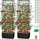 Self Watering Tomato Planter with Trellis, Rectangular Tomato Cages Trellis for Raised Garden Bed, Tomato Planters Box for Garden Pots Patio Indoor Outdoor (Rectangular, 2PC)