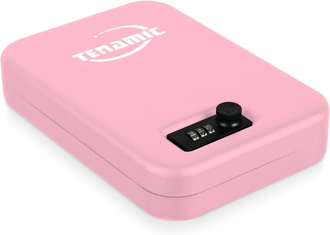 TENAMIC Pistol Safe, Portable Travel Gun Safe, Solid Steel Handgun Lock Box for Home, Gun Safes for Car,  Black 