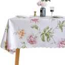 LIBERECOO Premium Floral Vinyl Tablecloth Set - Waterproof Oilproof PVC Table Cover for Rectangle Tables- Heavy-Duty Indoor/Outdoor Use (52" x 108 Rectangular) (Love of Peonies)