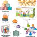 4-in-1 Baby Toys Montessori Soft Stacking Blocks for Babies, Infants Teething Toys, Sensory Balls and Educational Learning Set for Toddlers (Boys & Girls)