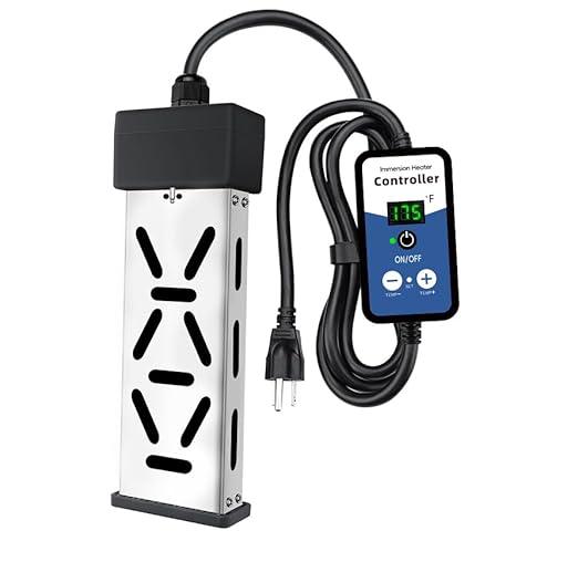 Immersion Water Heater 1800W, Portable Submersible, Real Time Temp Display, Thermostat Temp Control, Dry Burn Protection, Heating for Buckets Bathtubs Hot Tubs Above Ground and Inflatable Pools