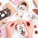 60Pcs Halloween Thank You Tags, Pink Black Ghost Pumpkin Pattern Thank You Favor Tags, Kraft Paper Gift Tags with 10 Cute Designs (6pcs/Design) for Gifts, Baby Shower,DIY Crafts,Jar Tags,Message Cards