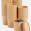 50-Pack 12 oz To Go Soup Containers with Lids, Disposable Paper Bowls (Brown)
