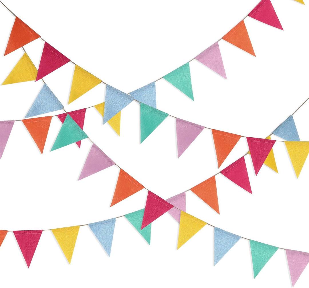 HESTYA 42 Pieces Colorful Pennant Banner Flag Multicolor Bunting String Triangle Banner Pennants for Birthdays Classroom School Carnival Garland Outdoor Events Party Hanging Decorations(Pastel)