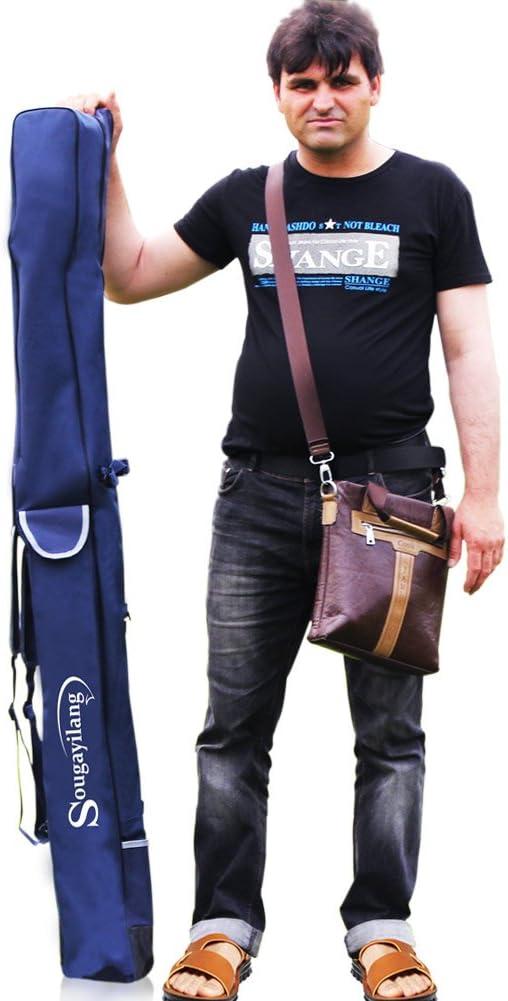 Sougayilang Fishing Rod Case Organizer Pole Storage Bag Fishing Rod and Reel Carrier Organizer for Travel (Blue-Length: 160cm/63in)