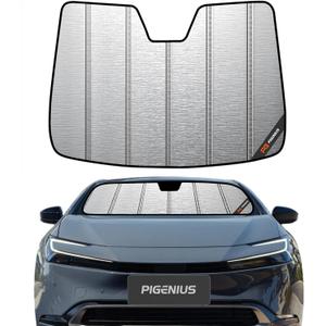 Pigenius Windshield Sun Shade for Toyota Prius & Prius Prime (Gen 5) 2023-2026, Fits LE XLE Limited, Metallic Silver Finish