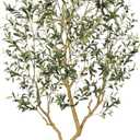 Faux Olive Tree 7FT, Olive Trees Artificial Indoor, Large Fake Tree with Realistic Leaves Branches and Lifelike Fruits for Home Office Living Room Decor Pack of 1