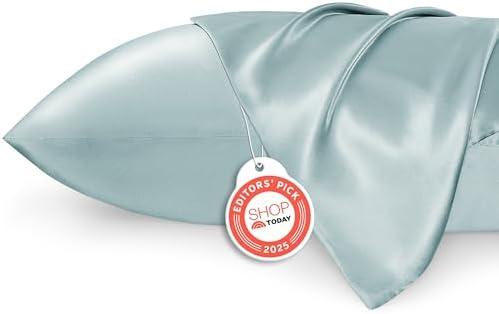 Bedsure King Size Satin Pillowcase Set of 2 - Light Turquoise Silky Pillow Cases for Hair and Skin with Envelope Closure, Similar to Silk Pillow Cases, Gifts for Women Men, 20x36 Inches, 2pcs