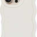 Slim Fit Case for iPhone 14 Pro 6.1-Inch, Wave Frame, Cute Soft TPU Thin Protective Phone Cover for Women, Creamy White