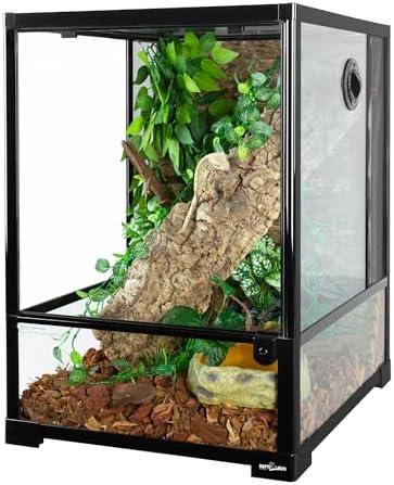 One side is Broken. Complete, not used before. REPTI ZOO 30 Gallon Reptile Glass Terrarium, 18" x 18" x 24" Rainforest Habitat Tank with Front Opening Door, Knock-Down Vertical Reptile Terrarium with Top Screen & Side Mesh Ventilation