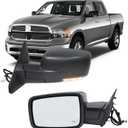 Driver Side Mirror Compatible with 2013-2018 Dodge Ram 1500 2500 3500 Mirrors with Heated Puddle Lamp Temperature Sensor Tuning LED Signal Power Fold Textured Black(10+2Pins), Left Driver Side-12 Pins
