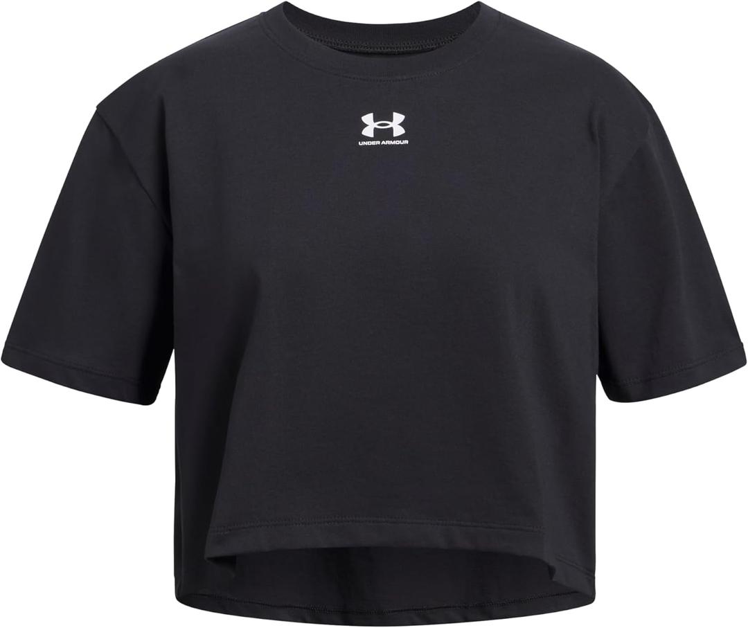 Under Armour Girls Rival Short Sleeve T Shirt (Large, (001) Black / / White)
