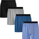 INNERSY Men's Boxer Shorts Loose Fit Soft Cotton Boxers for Men 4 Pack XL
