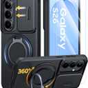 JAME for Samsung Galaxy S26 Case, Ring Holder Stand Kickstand, Slide Camera Cover with Screen Protector, Dual-Layer Shockproof Protective, Magnetic Accessory Friendly Galaxy S26 Phone Case, Black