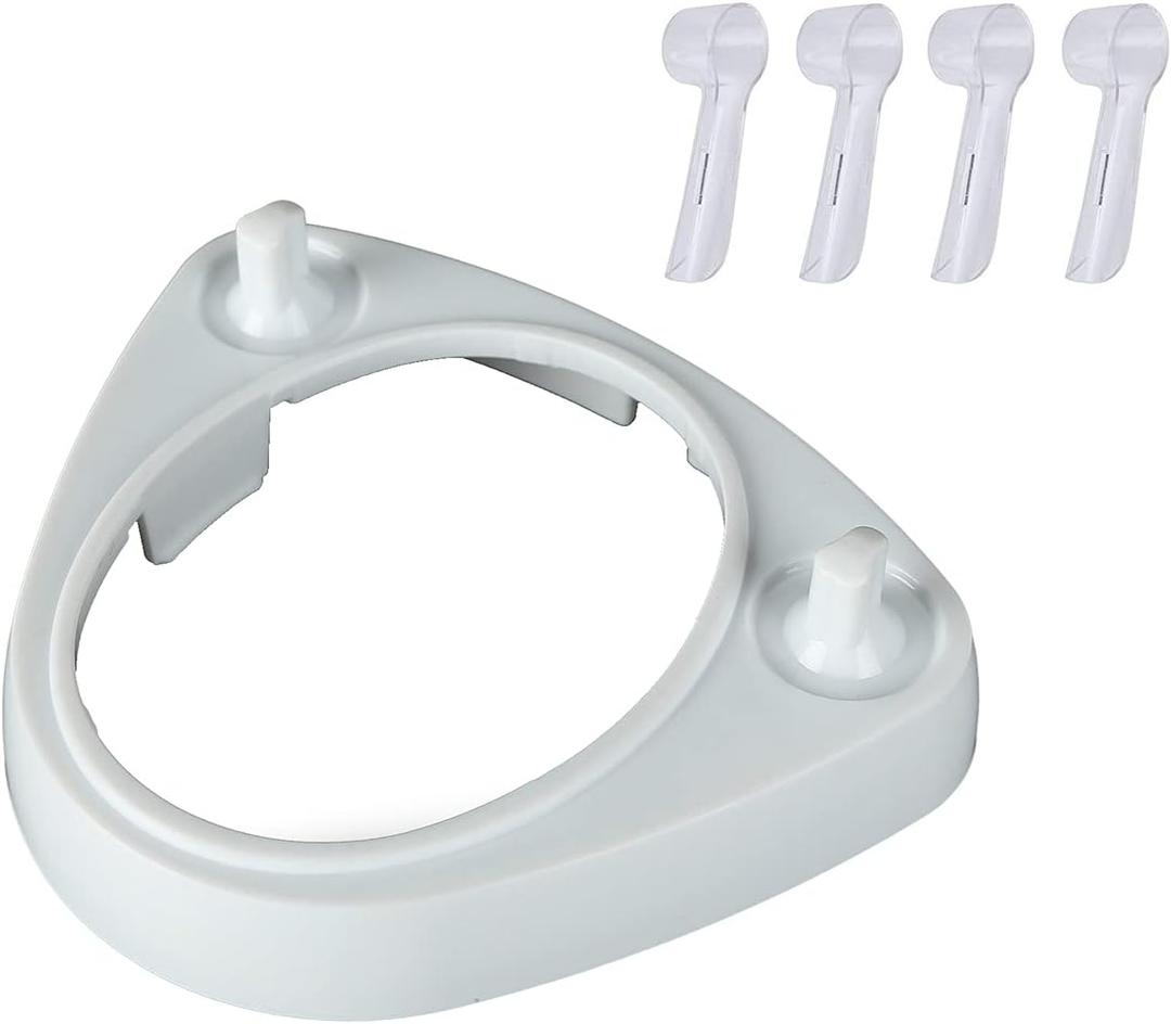 Braun Oral B Electric Toothbrush Holder Base Stand - Compatible with Braun Oral B Toothbrush, Includes 4 Electric Toothbrush Heads & Cover