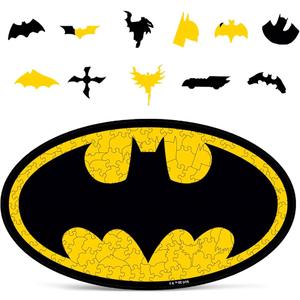 Crafthub DC Wooden Puzzles for Adults – A3 Size with 162 Pieces Wood Puzzles – Batman Logo – Jigsaw Puzzles with Unique Shapes – 8.7" x 15.3"