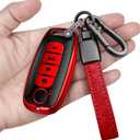 Sindeda for Nissan Key fob Cover with Leather Keychain Soft TPU Full Cover Protection,for 2023-2026 Pathfinder Rogue Ariya Versa Kicks Sentra Armada Murano Key Fob Shell (Red, 4 Buttons-B)