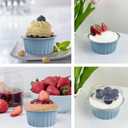 100Pcs Aluminum Cups with Lids,5oz Disposable Ramekin Baking Cups Muffin Liners Mini Pie Pans Foil Cupcake Containers for Christmas Party Wedding Party,Sky Blue