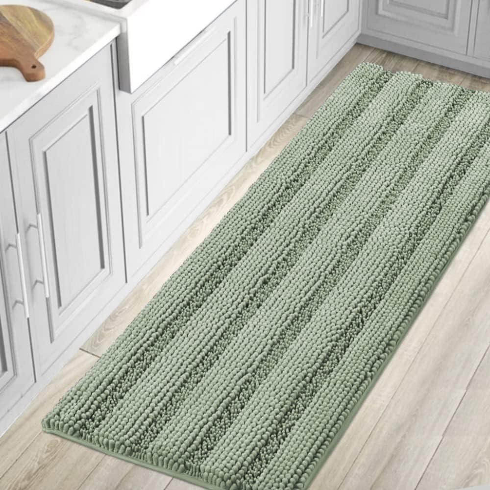 H.VERSAILTEX Bathroom Rugs Bath Mat Runner Rug Non Slip Kitchen Rug Extra Long Bath Rug Runners Oversized 59" x 20" Absorbent Washable Dry Fast Plush Area Rug for Bathroom/Bedroom - Sage