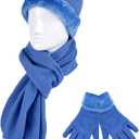 boxed-gifts Women's Warm Fleece Winter - Women's Hat and Glove Set + Hats Gloves Scarves for Women (French Blue)