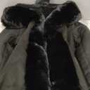 NXBC Winter Faux Fur Coats for Women,Faux Fur Leather Jacket Women,Winter Long Sleeve Furry Trim Peplum Parka Coat with Belt (Large, Black)