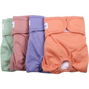 JoyDaog Female Dog Diapers for Small Dogs,4 Pack Reusable Washable Premium Puppy Diapers for Heat,Incontinence,Period Doggy Nappies,S