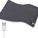 USB Heating Pad for Travel Warmth Outdoors, Non-Rechargeable Small Heated Pad 5V Heat Therapy for Pain Relief Abdomen Cramps, 3 Heat Settings & Auto Shut Off (16"x 12") Grey