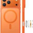 TORRAS Magnetic Shockproof for iPhone 17 Pro Case, Compatible with MagSafe, Military-Grade Drop Protection, Camera Control, DIY Button, Slim Translucent Phone Case for iPhone 17 Pro, Orange