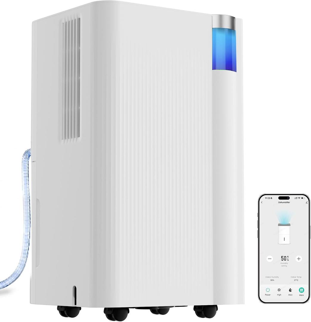 Uthfy 3000 Sq. Ft Dehumidifier for Basement with WiFi, Max 38 Pints Dehumidifier for Home with Drain Hose, 24H On/Off Timer, 3 Color Ambient Light, Child Lock, Auto Deforest, Quiet for Bedroom, Bathroom