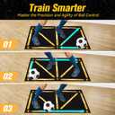 PodiuMax Soccer Training Mat, Football Training Mat with 1 Kick Back Trainer for Kids, Non-Slip Silent for Dribbling, Footwork, Agility, Soccer Training Equipment Indoor Outdoor