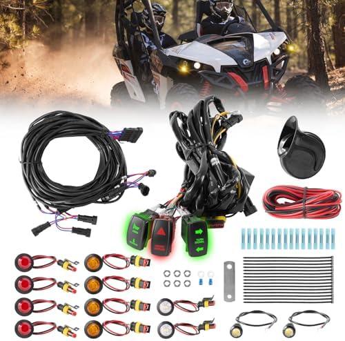 Blogole Pre-wired UTV ATV Turn Signal Kit with Horn, Universal Street Legal Kit with 3 Rocker Switch, Hazard Lights, Plug and Play Blinker Kit Compatible with Polaris Ranger, RZR, SXS, Can-Am, CFMOTO