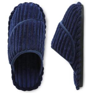 Besroad Slippers for Women Memory Foam House Bedroom Slippers Adjustable Corduroy House Slides Sandals Shoes (Blue, S)