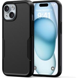 NTG2023 New Designed for iPhone 15 Case, Heavy-Duty Tough Slim Shockproof [2 Layer Structure][Military Grade Protection] Phone Case for iPhone 15 (6.1 Inch), Black
