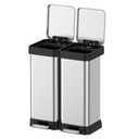 16 Gallon Dual Trash and Recycling Bin, 60L(2x30L) Fingerprint Proof Stainless Steel Kitchen Garbage Can with Double Lid, Hands-Free Step Rubbish Bin without Inner Bucket for Kitchen Home Office
