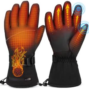 Heated Gloves for Men Women, Rechargeable Electric Heated Gloves with Touchscreen & 3 Heating Modes, Waterproof Windproof Motorcycle Heating Gloves for Winter Work Skiing (Medium)