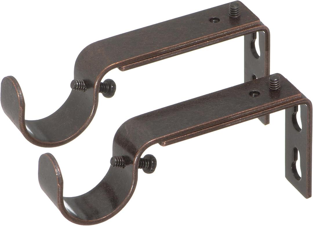 Ivilon Adjustable Brackets for Curtain Rods - for 1 or 1 1/8 Inch Rods. Set of 2 - Oil Rubbed Bronze