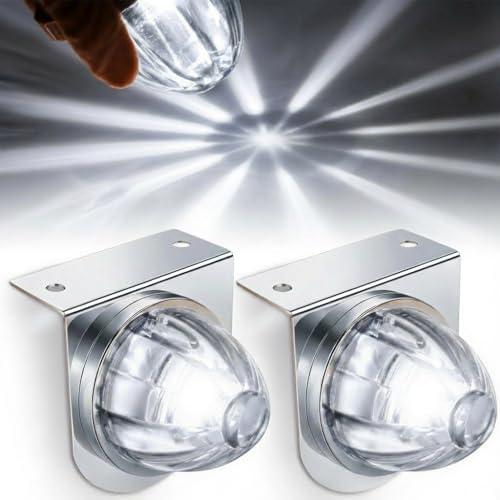 Ctopkatuo 2PCS LED Star Watermelon Marker Lights with Brackets， LED Watermelon Light Side Markering Lamp Indicator, Outline Watermelon Side Marker for Semi Truck (White)
