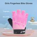 Girls Fingerless Bike Gloves, Sport Gloves for 4-10 Year Girls Monkey Bars Rock Climbing Cycling Biking Fishing (Green)