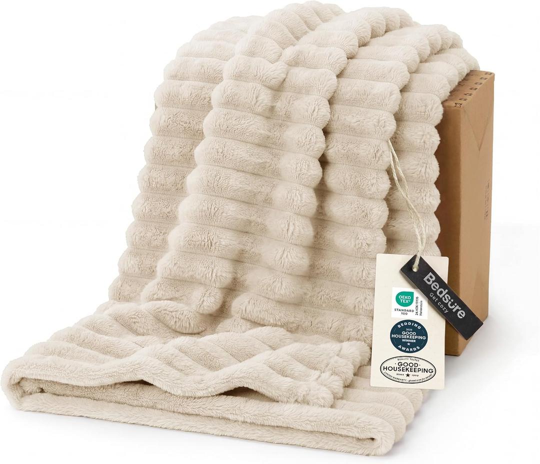 Bedsure Soft Twin Blanket for Bed Decor Gifts Khaki 60"x80"