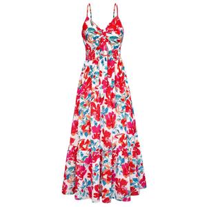 GRACE KARIN Women's 2025 Summer Maxi Dress Floral Tie Front Spaghetti Strap Casual Boho Beach Flowy Sundress with Pockets L