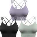 Sykooria 3 Pack Strappy Sports Bra for Women Sexy Crisscross for Yoga Running Athletic Gym Workout Fitness Tank Tops (XL)