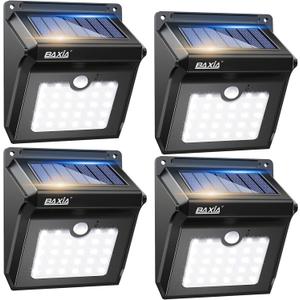 BAXIA TECHNOLOGY Solar Outdoor Lights Wireless Security Motion Sensor Solar Lights Outdoor Waterproof for Front Door,Backyard,Steps,Garage, Garden (400LM,4 Packs)