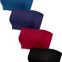 Geyoga 4 Pieces Strapless Bandeau Bra, Seamless Bralettes Stretchy Non Padded Bandeau Tube Top Bra for Women (Medium, Retro Colors)