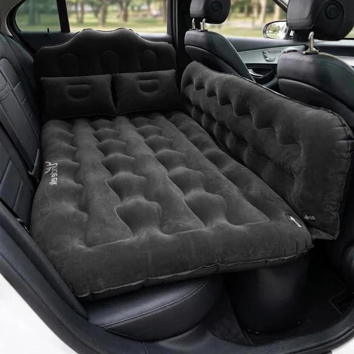 Uncle elk Car Air Mattress Bed - Inflatable Back Seat Air Mattress with Upgraded Wear-Resistant Pongee Bottom, Thick Camping Sleeping Pad with 2 Pillows & Air Pump, Fits Sedan/Truck/SUV, Black