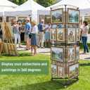 Brobear Triangular Gridwall/Wire Grid Panel Display Stand with Base and Caster, Extra-Large Size Wire Display Rack 24"x68"Display Racks for Vendor Events ,Art Show Display Panels and Home Organization