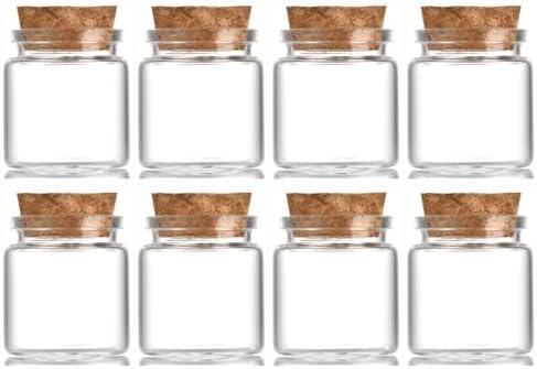 EWEIGEER 8 pcs 30ml Small Glass Bottles with Cork Stopper,Decorative Bottle,Vials Jars,Cute Storage Jar,Wishing Bottle 37x40mm(1.46x1.58inch)