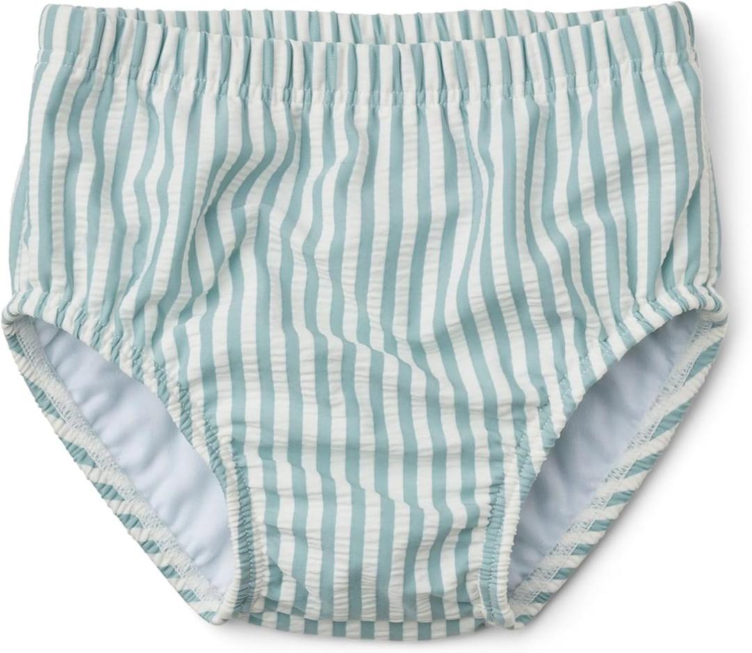 Toddler Boys & Girls Swim Diapers Washable Reusable Swimming Diapers BPA Free Swimmers SPF Seersucker Swim Pants 2-3T (Baby Bule/White)