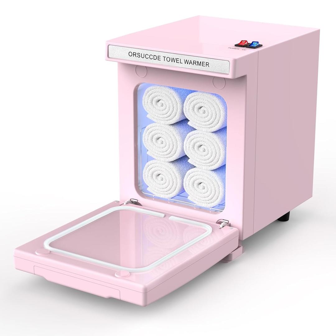 Hot Towel Warmer for Spa, Small Towel Warmer for Esthetician, Mini Towel Warmer for Facial Salon Beauty, Professional Towel Heater Towel Warmer Cabinet(5.5L-Pink)